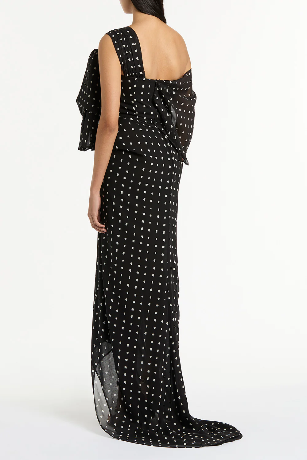 BLACK C SPOT SILK GGT BOW GOWN - Image 3