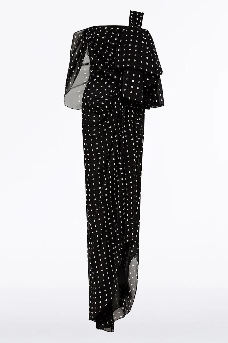 BLACK C SPOT SILK GGT BOW GOWN - Image 6