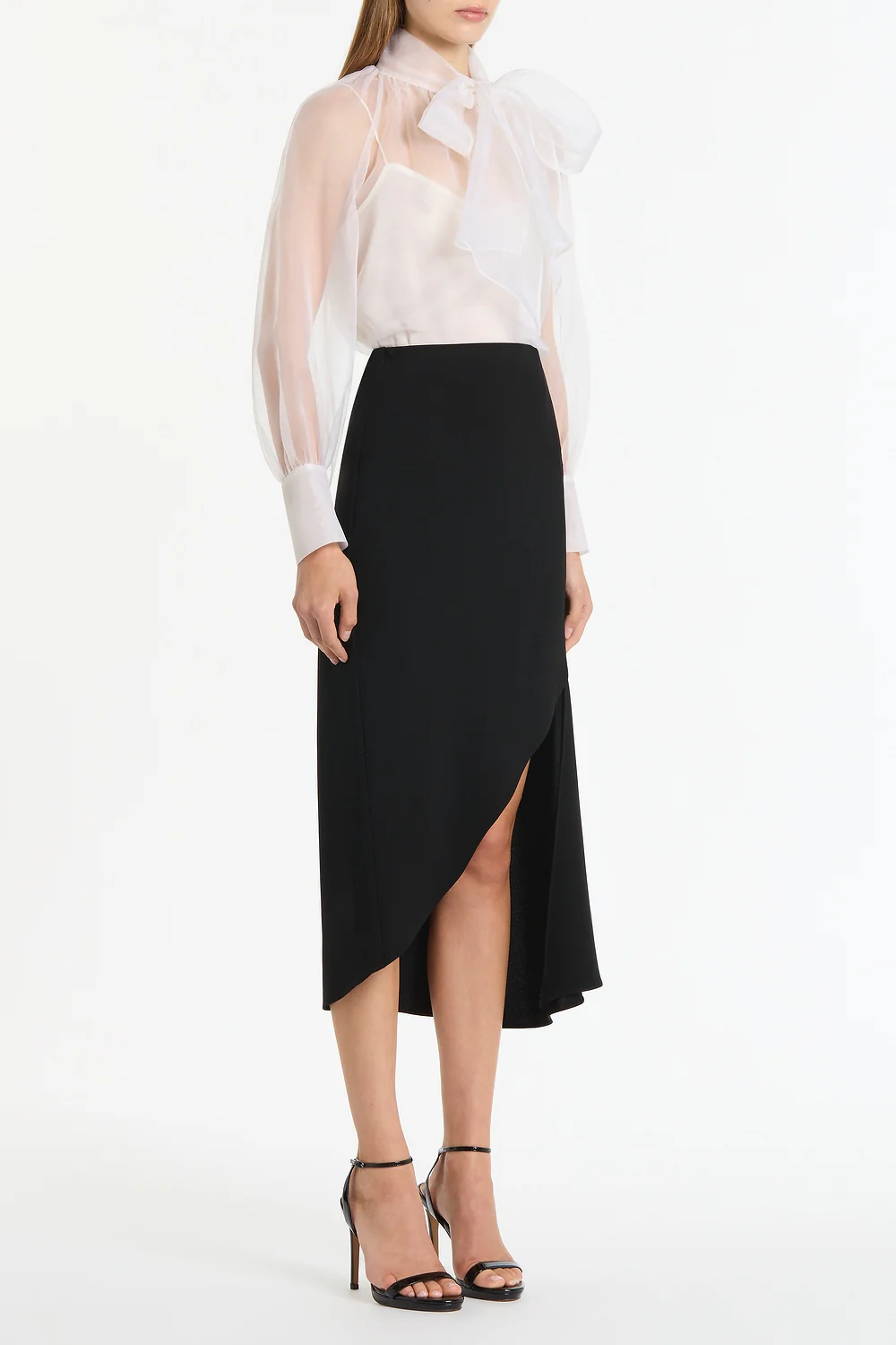 BLACK CREPE ASYMMETRIC SKIRT - Image 3