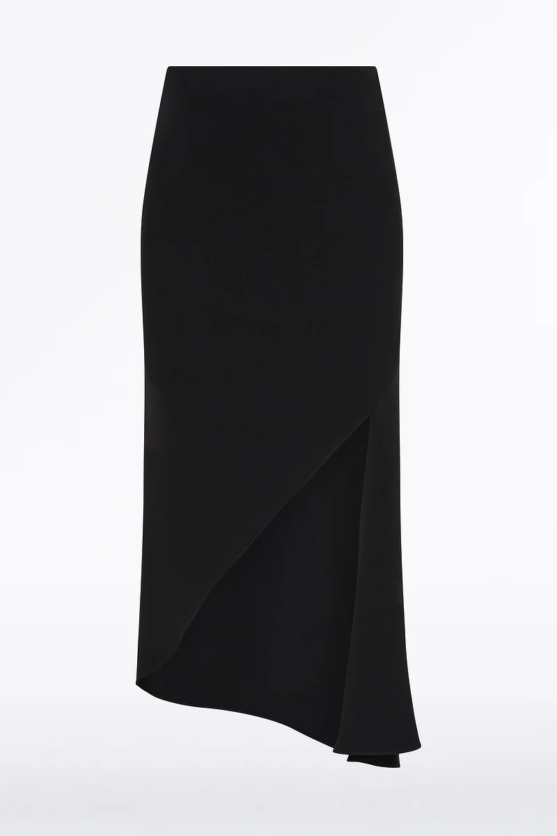 BLACK CREPE ASYMMETRIC SKIRT - Image 5