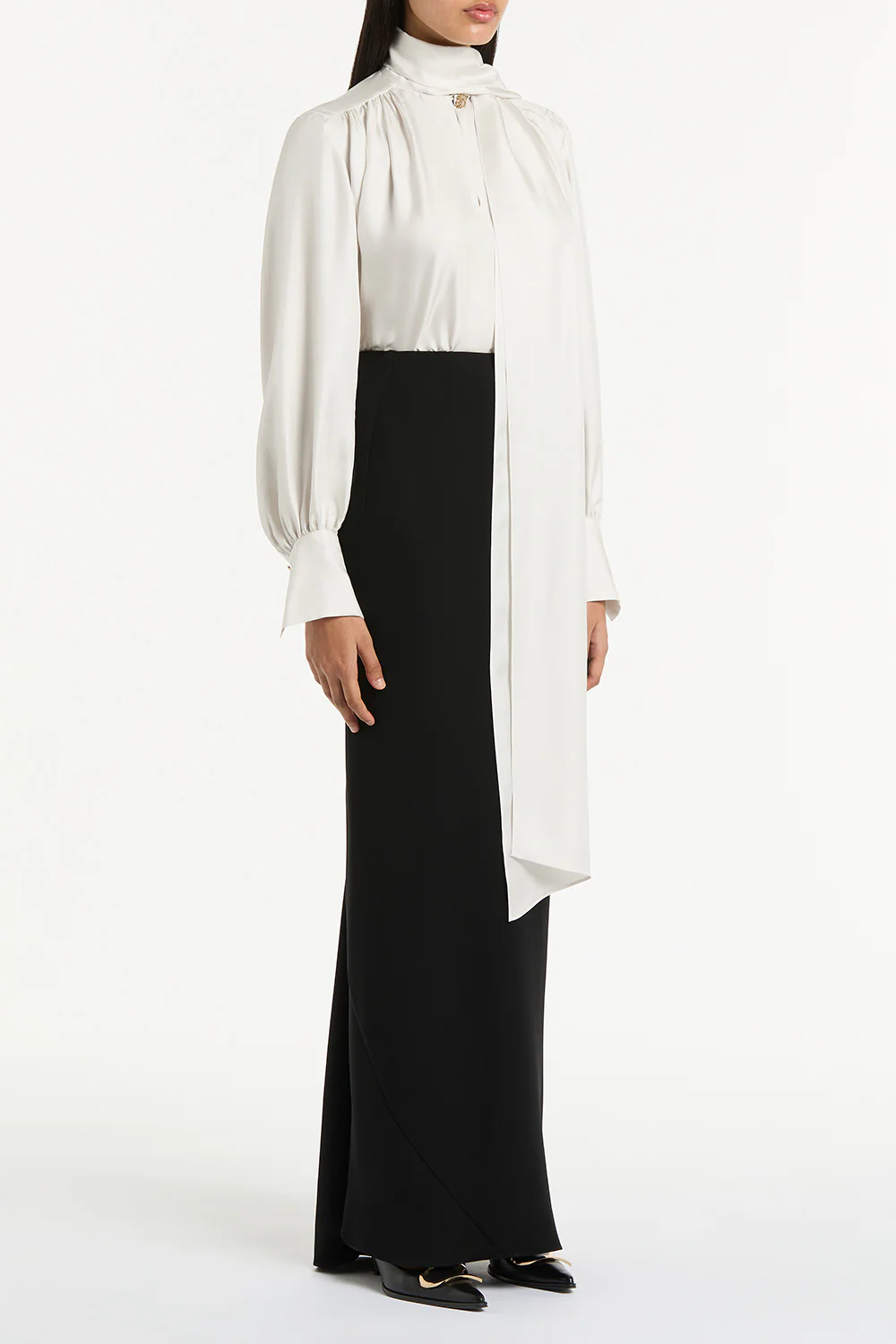 BLACK CREPE BIAS SKIRT - Image 3