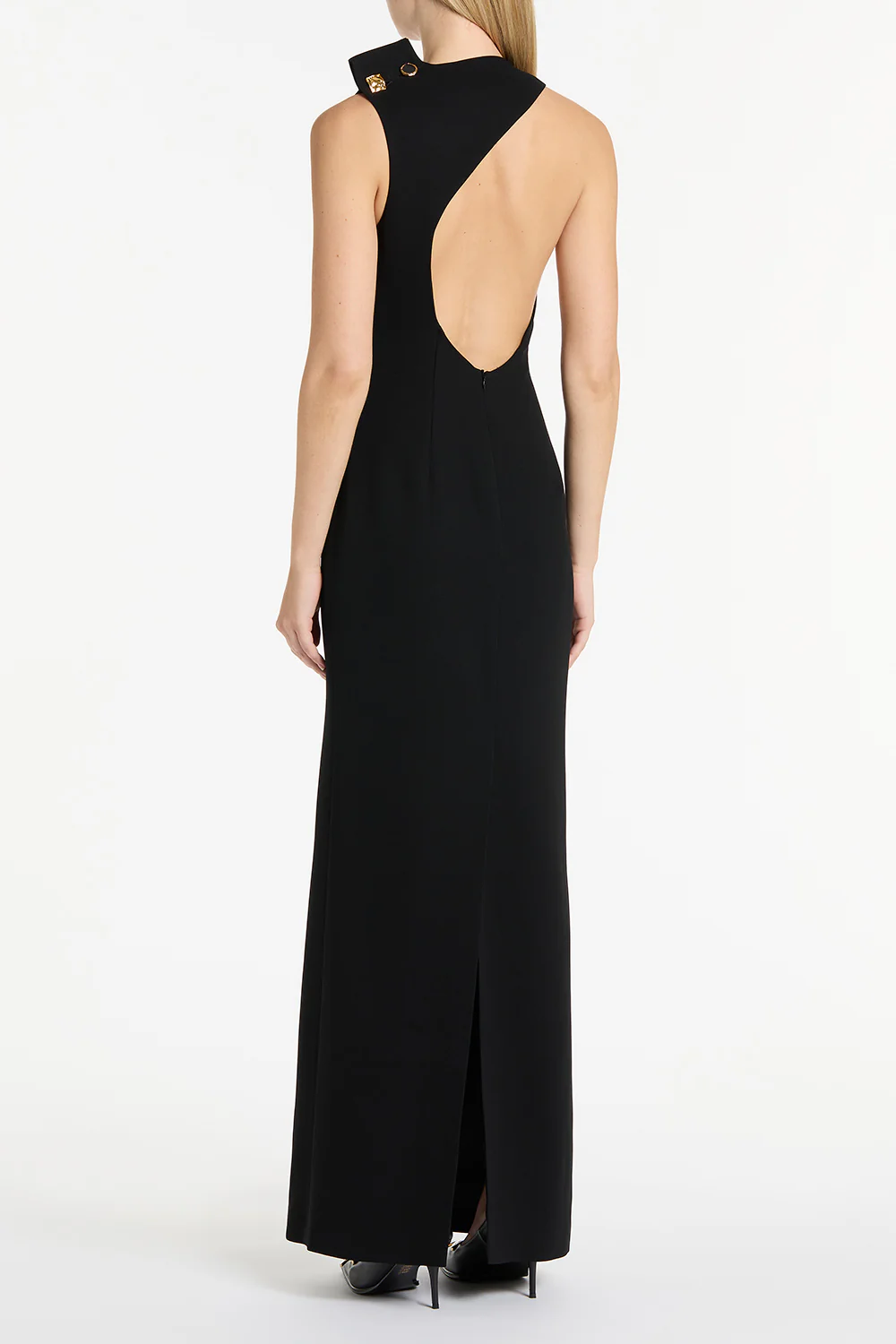 BLACK CREPE C BACK GOWN - Image 3