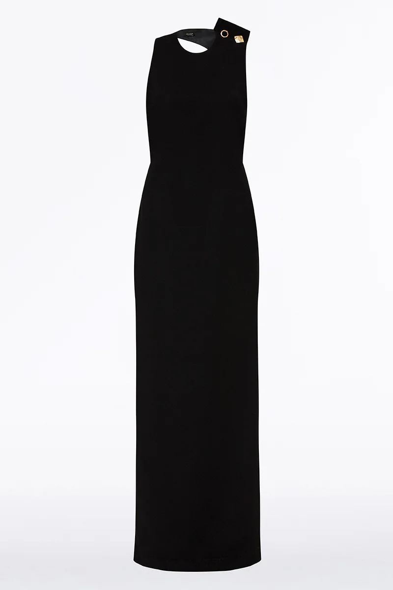 BLACK CREPE C BACK GOWN - Image 5