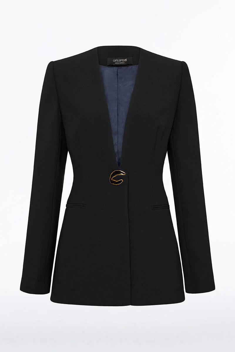 BLACK CREPE C BLAZER - Image 5
