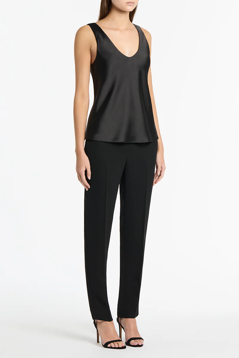 BLACK CREPE CLASSIC SLIM PANT - Image 3