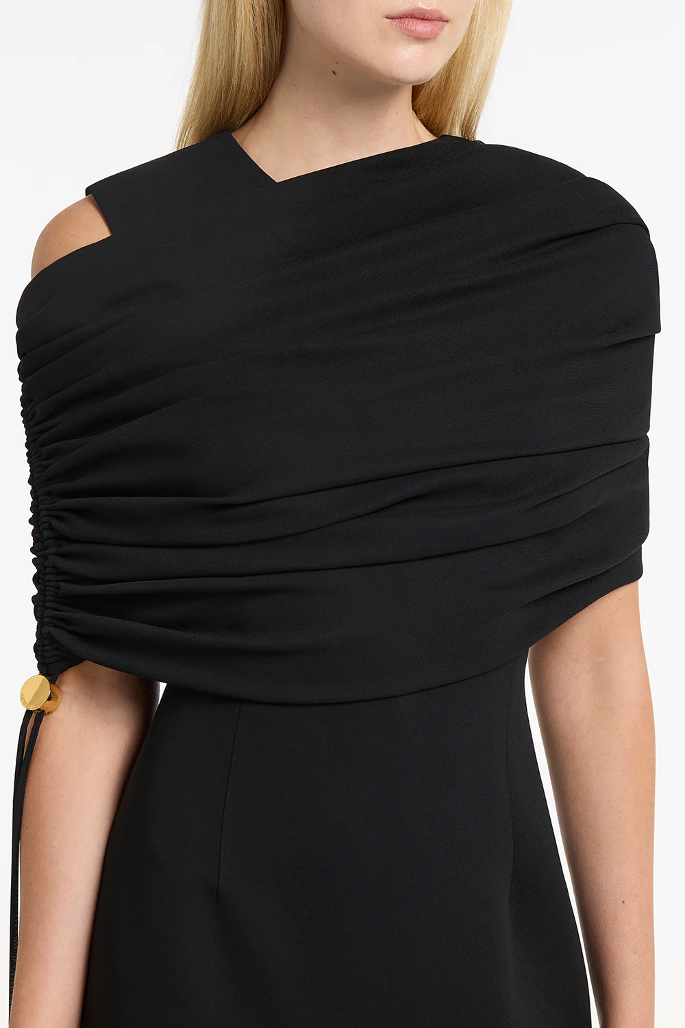 BLACK CREPE COULISSE SHRUG - Image 3