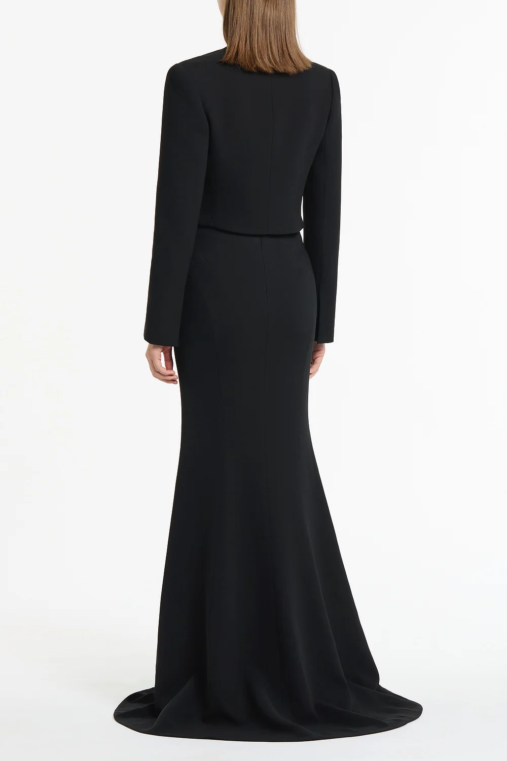 BLACK CREPE CROP JACKET - Image 3