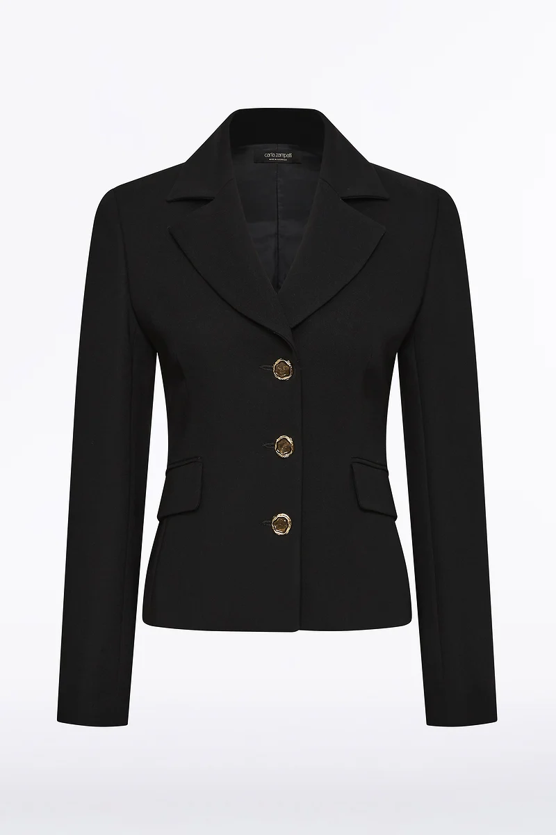 BLACK CREPE FITTED WAIST JACKET - Image 5