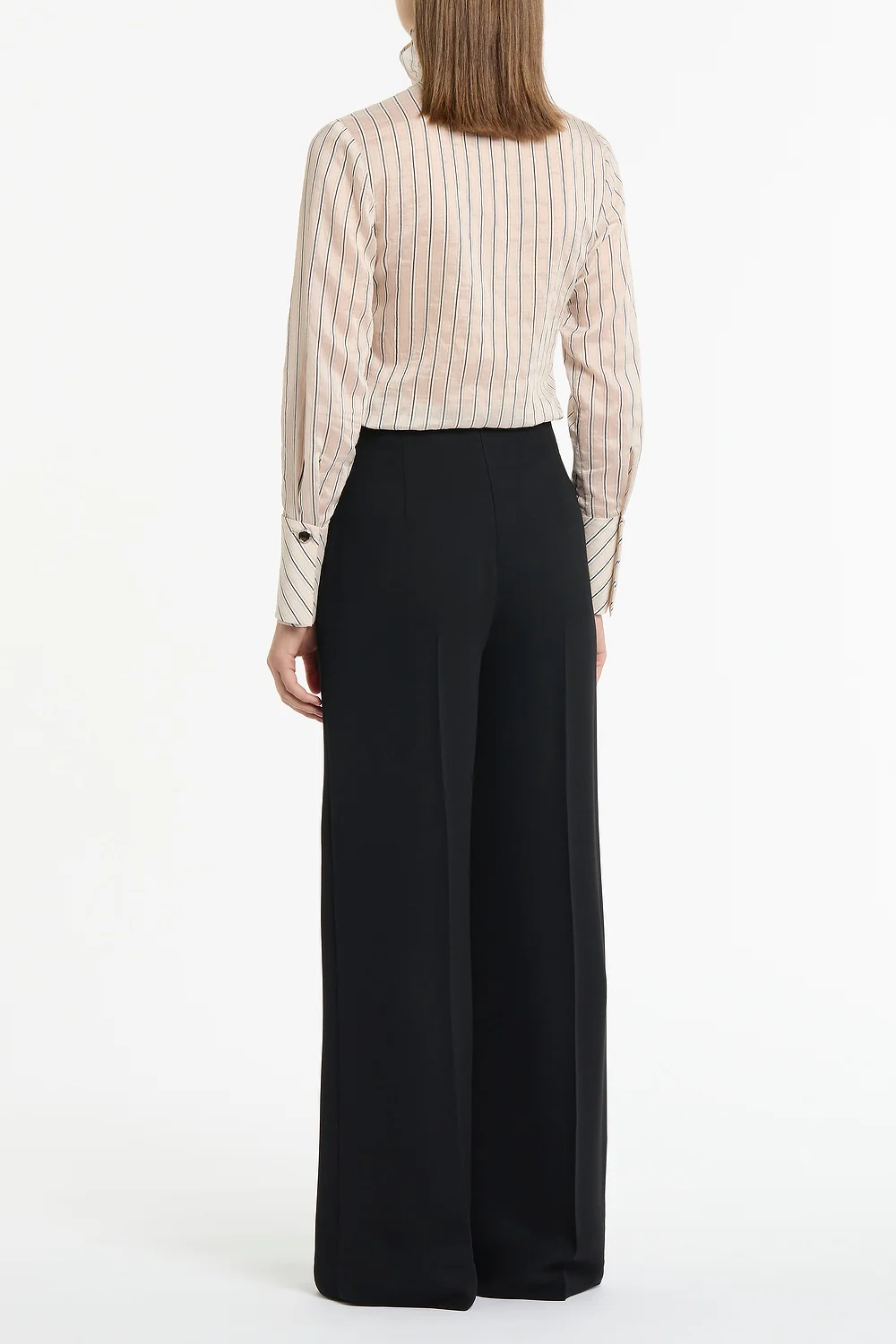BLACK CREPE HIGH WAISTED WIDE LEG PANT - Image 3