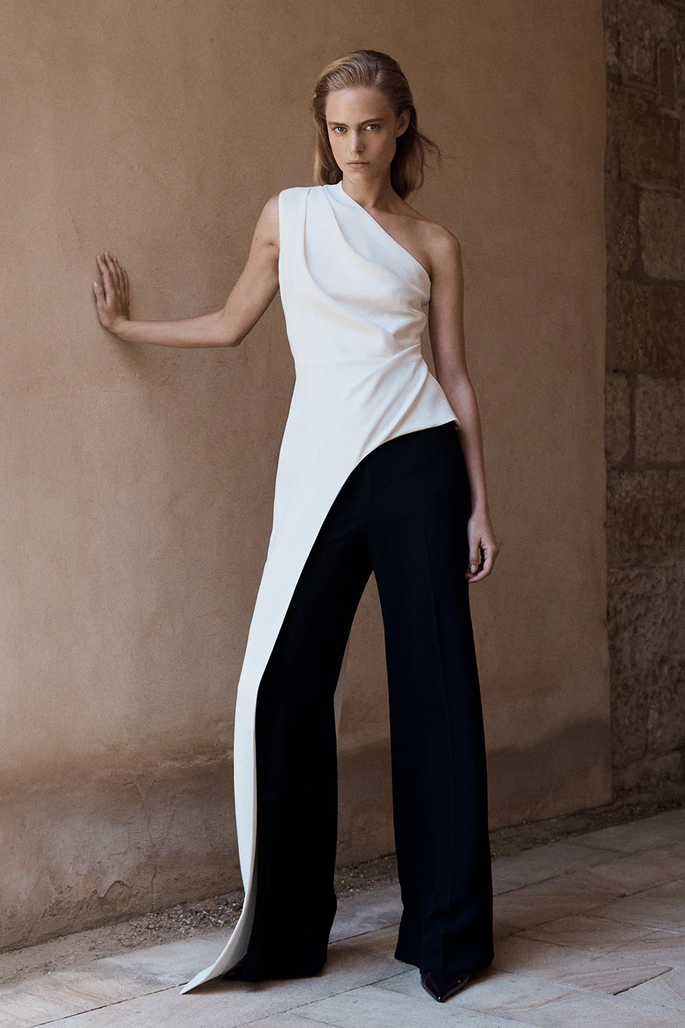 BLACK CREPE HIGH WAISTED WIDE LEG PANT - Image 4