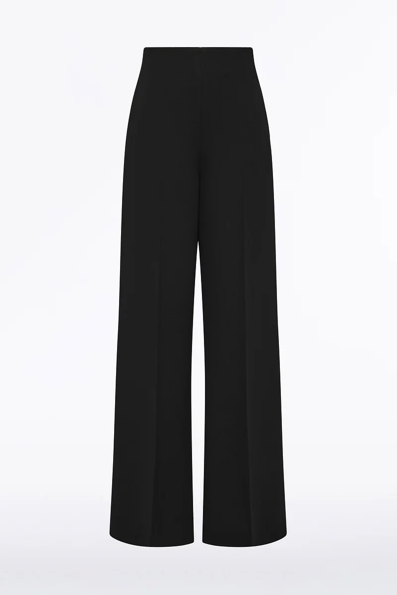 BLACK CREPE HIGH WAISTED WIDE LEG PANT - Image 5
