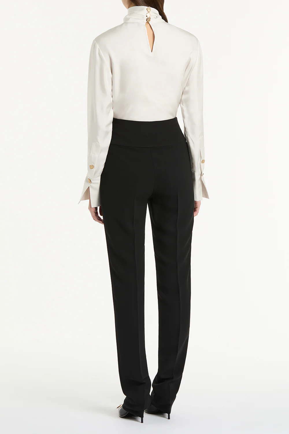 BLACK CREPE SLIM CLASSIC PANT - Image 3