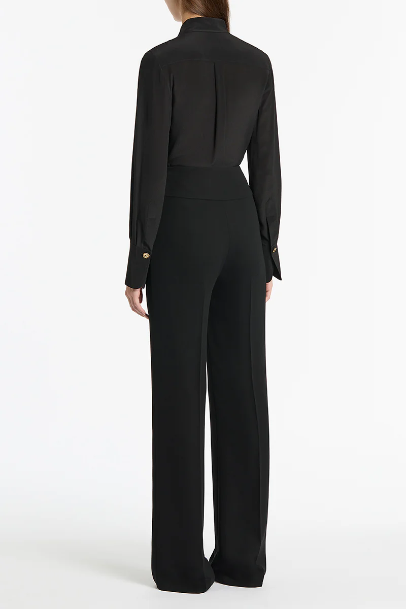 BLACK CREPE WIDE CLASSIC PANT - Image 3