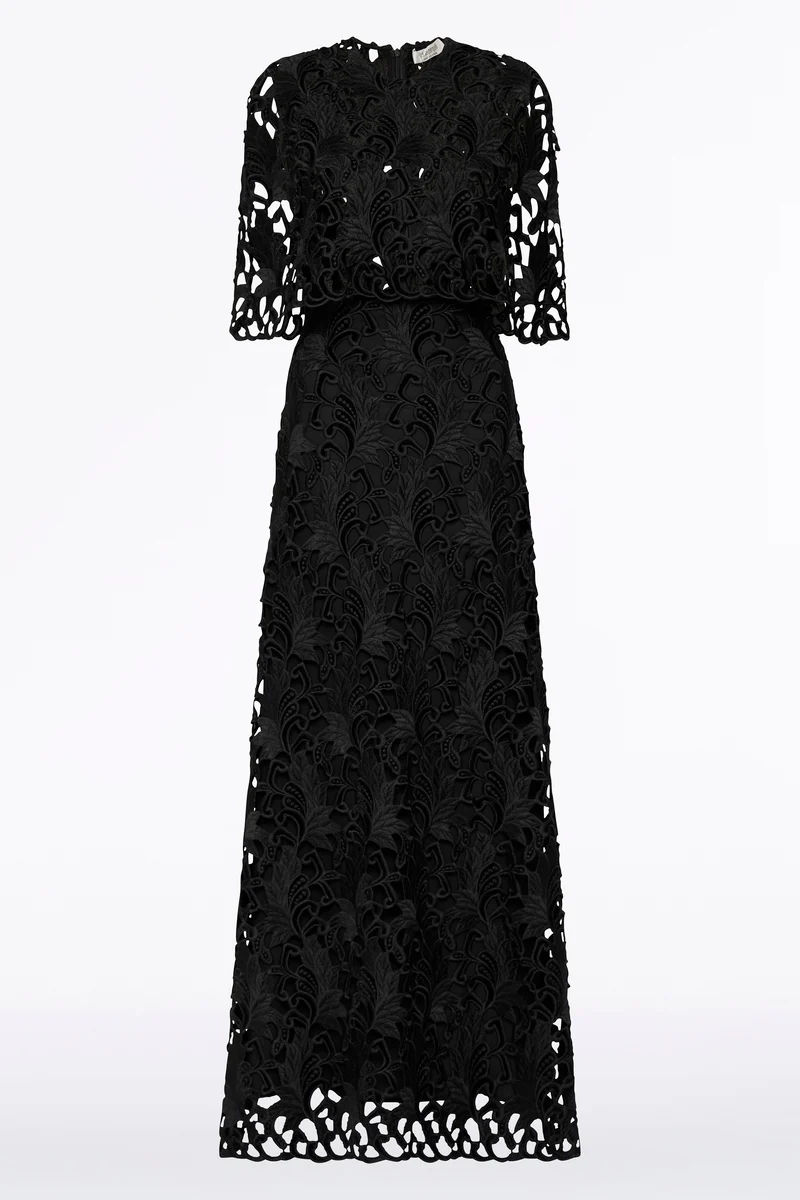BLACK EMBROIDERED VELVET GOWN - Image 6