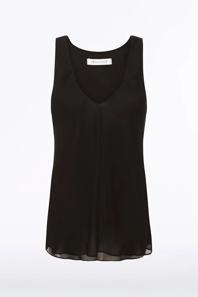 BLACK GEORGETTE SCOOP CAMI - Image 4
