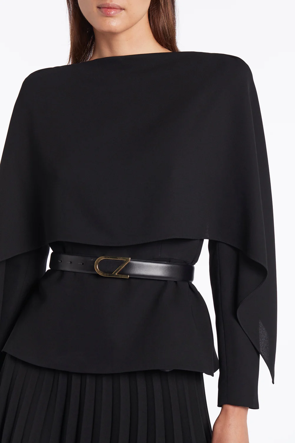 BLACK LEATHER CZ LOGO BELT - Image 3