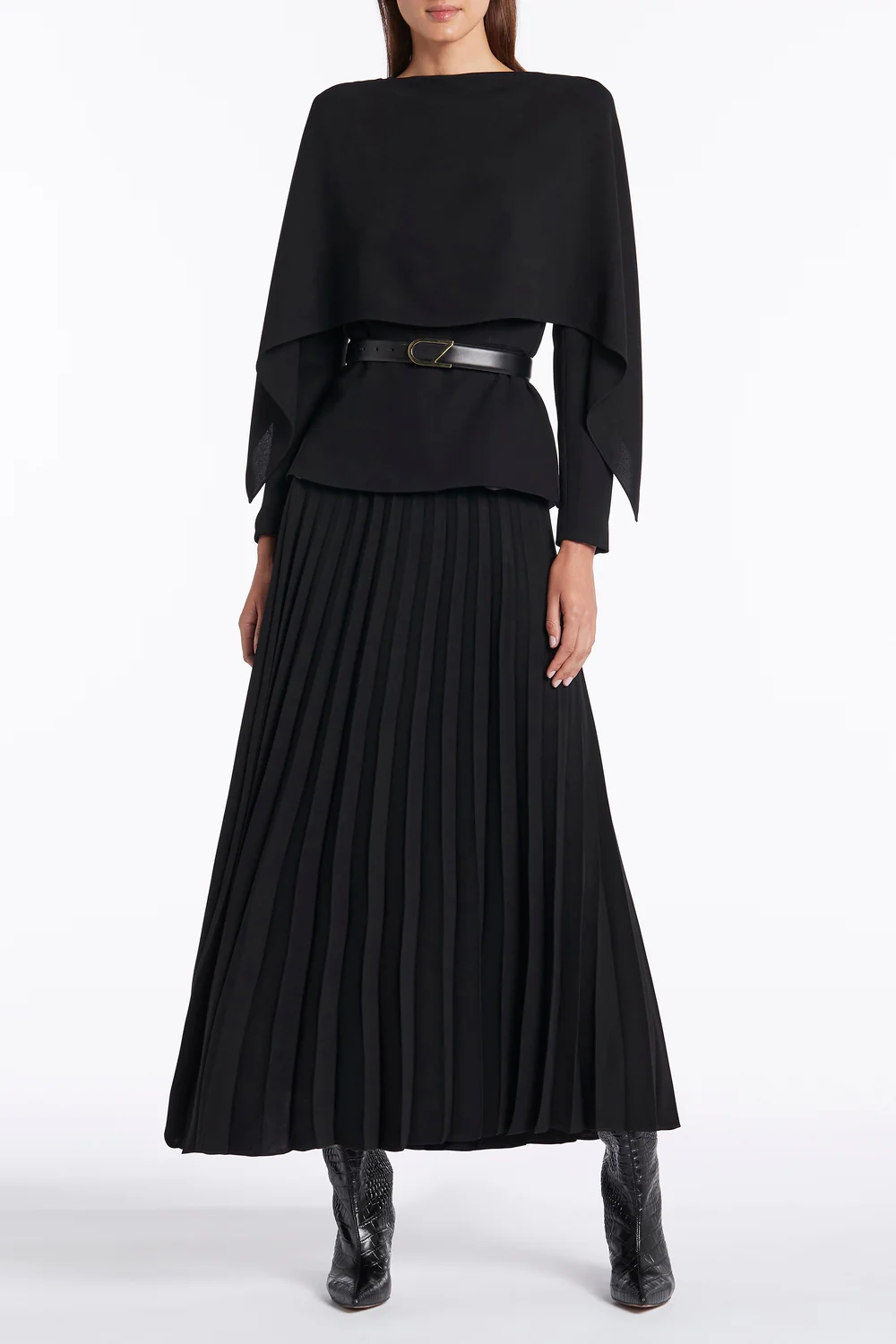 BLACK LEATHER CZ LOGO BELT - Image 4