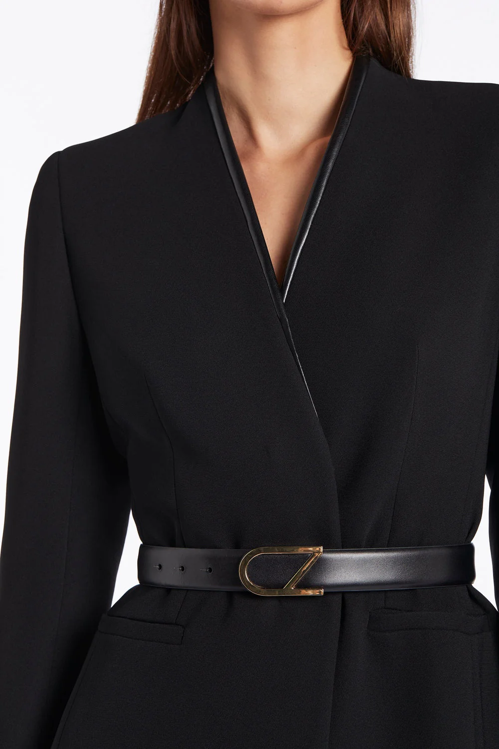 BLACK LEATHER CZ LOGO BELT - Image 7