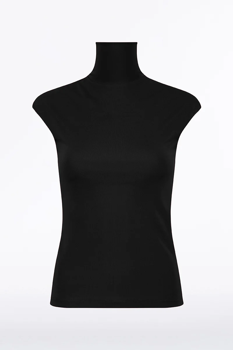BLACK MATTE JERSEY EXTENDED POLO - Image 4