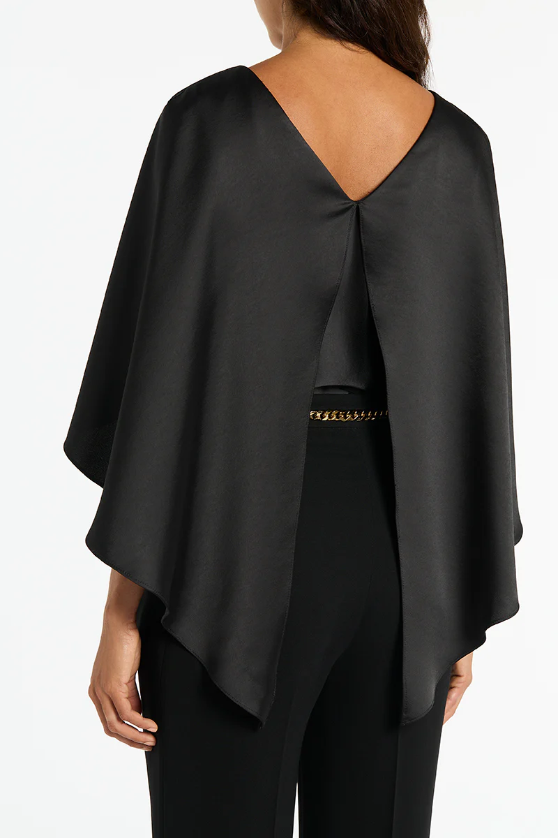 BLACK SATIN CAPE TOP - Image 4