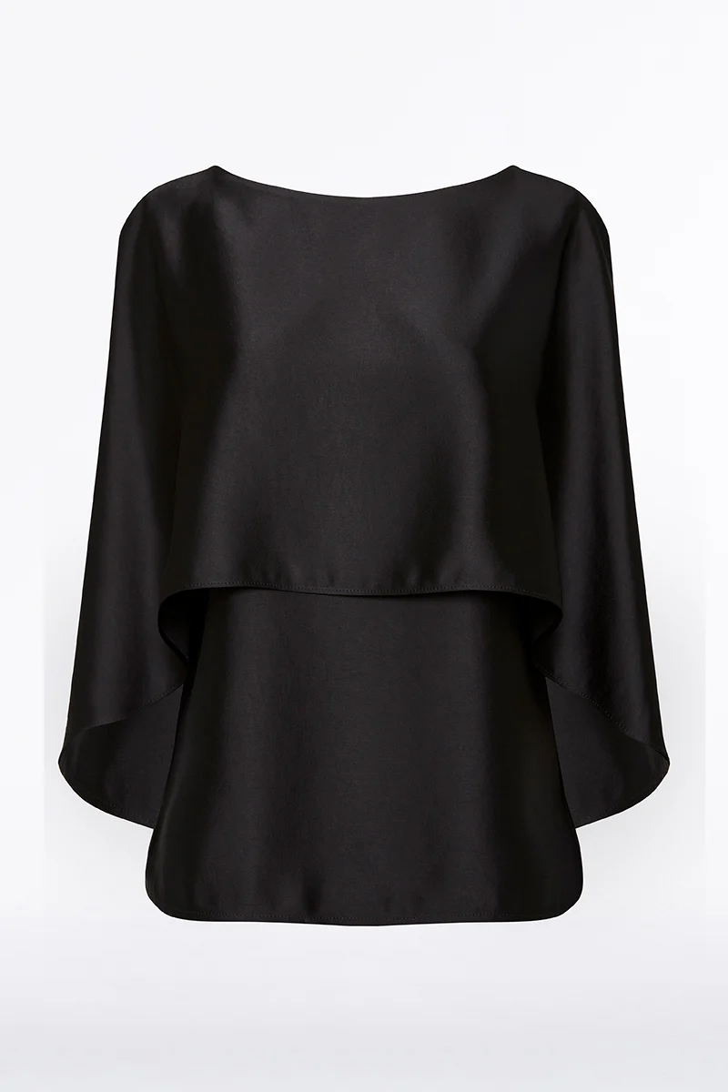 BLACK SATIN CAPE TOP - Image 5