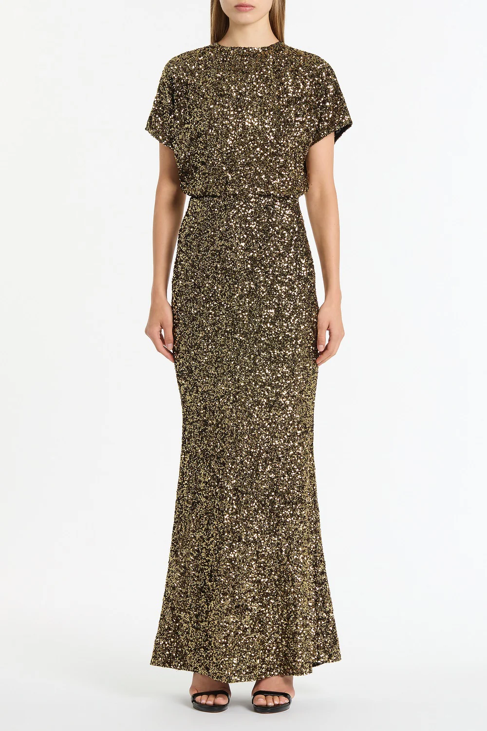 BRONZE CRUSHED SEQUIN COLUMN SKIRT - Image 4