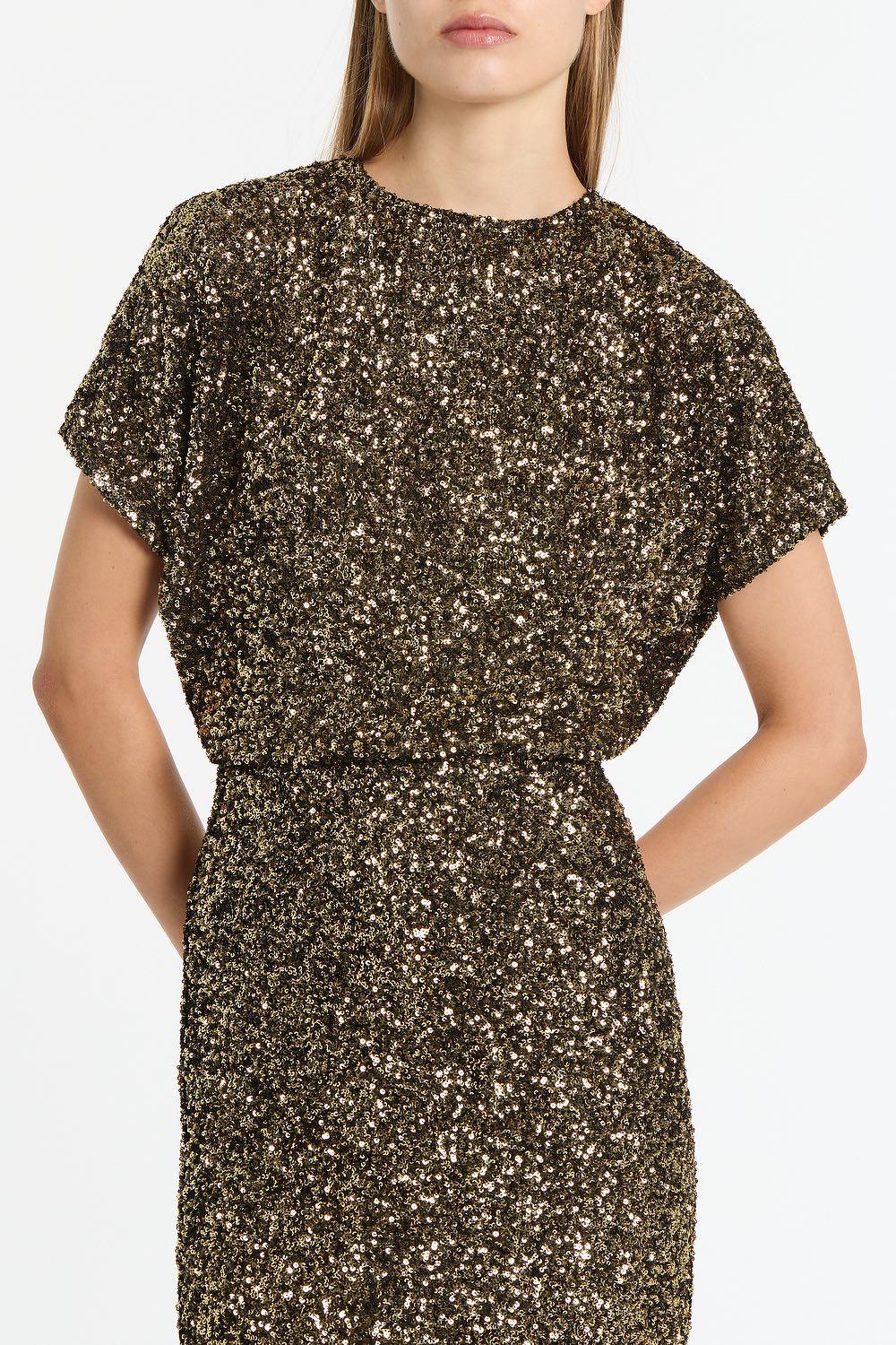 BRONZE CRUSHED SEQUIN DRAPE TOP - Image 4