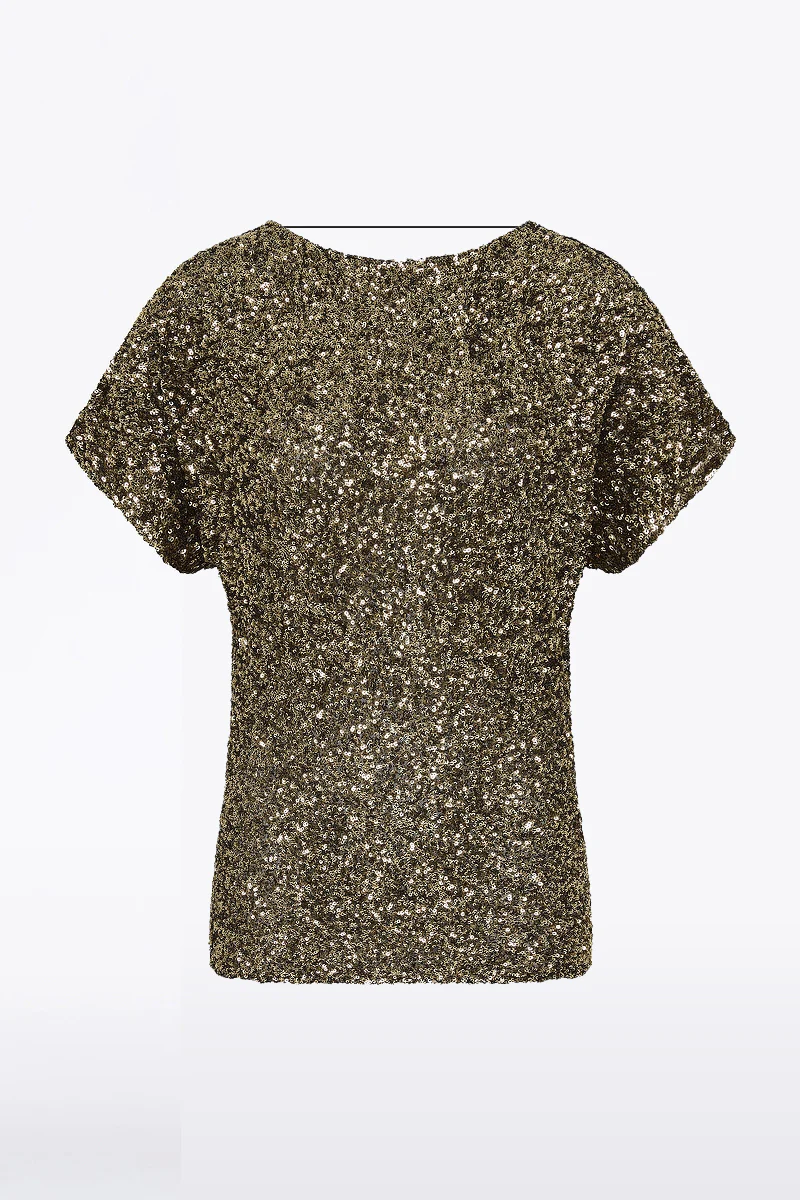 BRONZE CRUSHED SEQUIN DRAPE TOP - Image 6