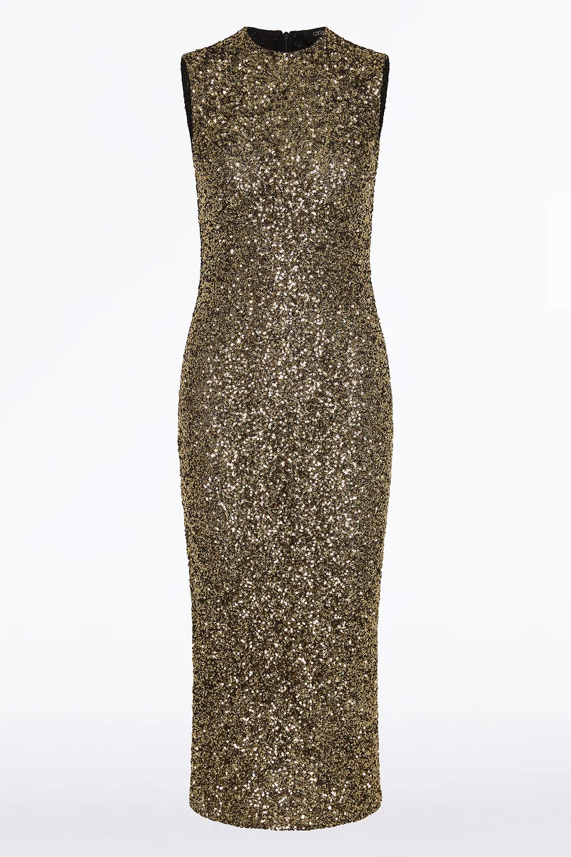 BRONZE CRUSHED SEQUIN DRESS - Image 5