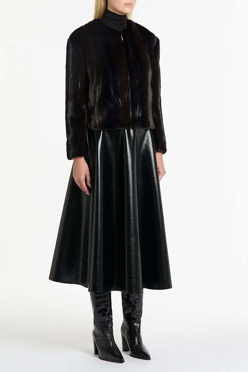 CHOCOLATE MORAY FAUX FUR JACKET - Image 3