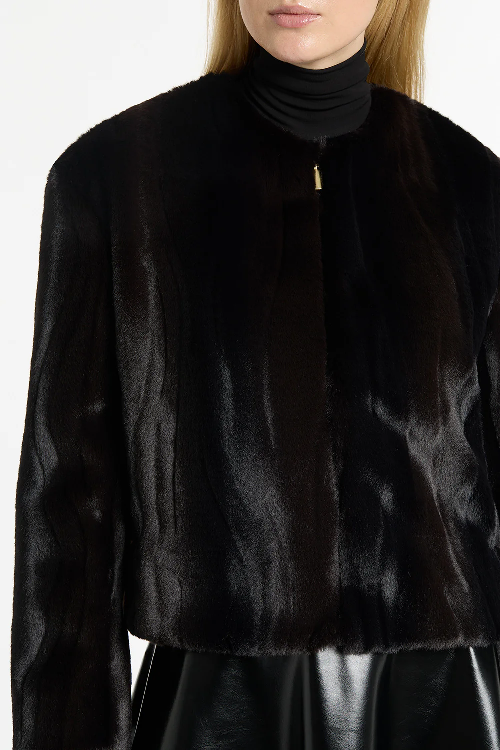 CHOCOLATE MORAY FAUX FUR JACKET - Image 4