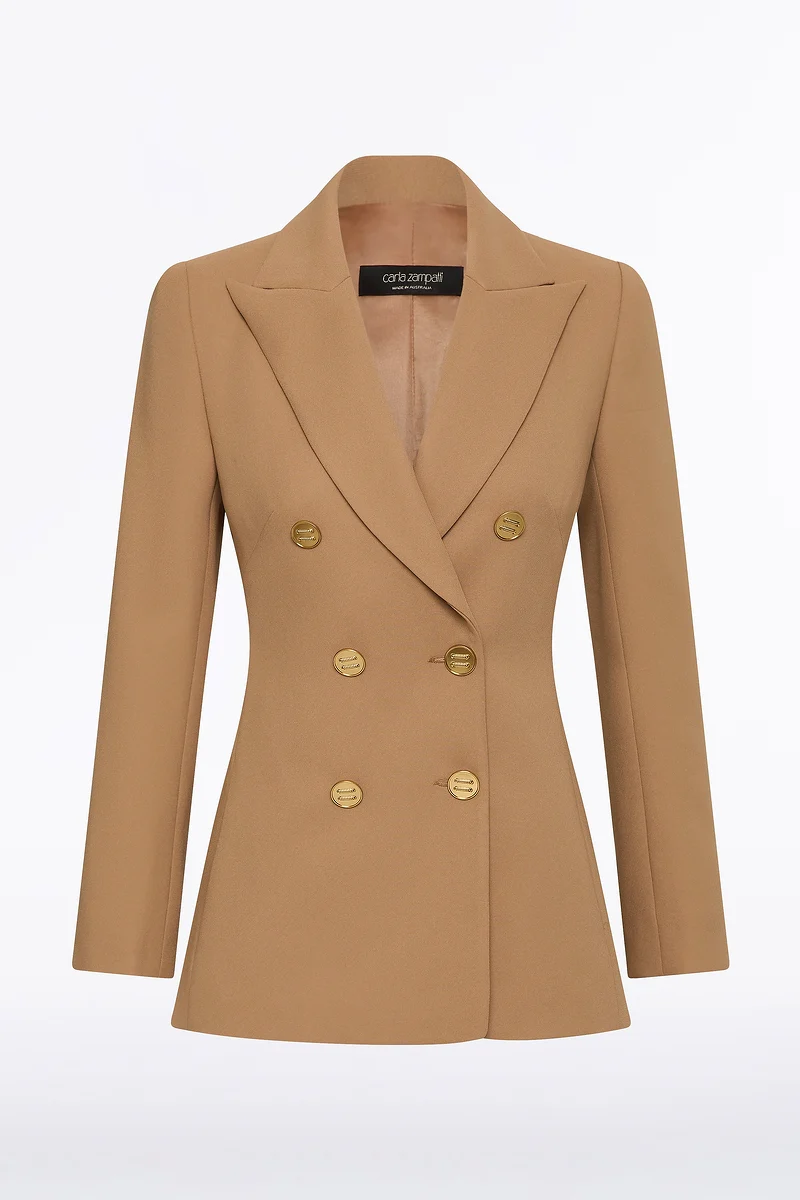 CINNAMON CREPE PEAKED DOUBLE BREASTED JACKET - Image 6