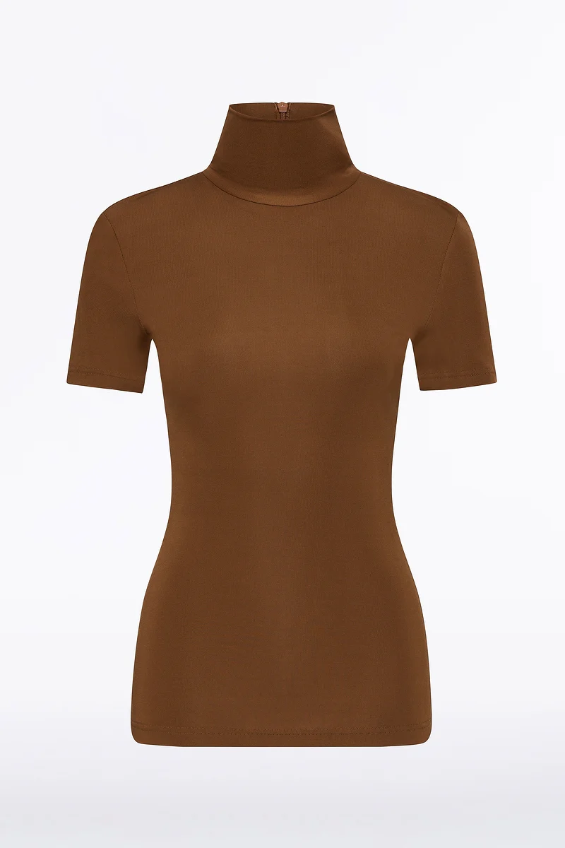 COGNAC JERSEY SHORT SLEEVE TOP - Image 5