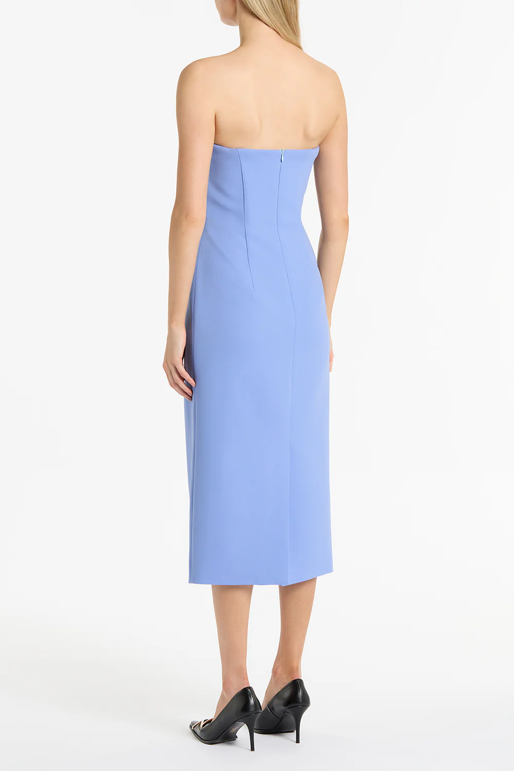 CORNFLOWER CREPE ASYMMETRIC DRESS - Image 4