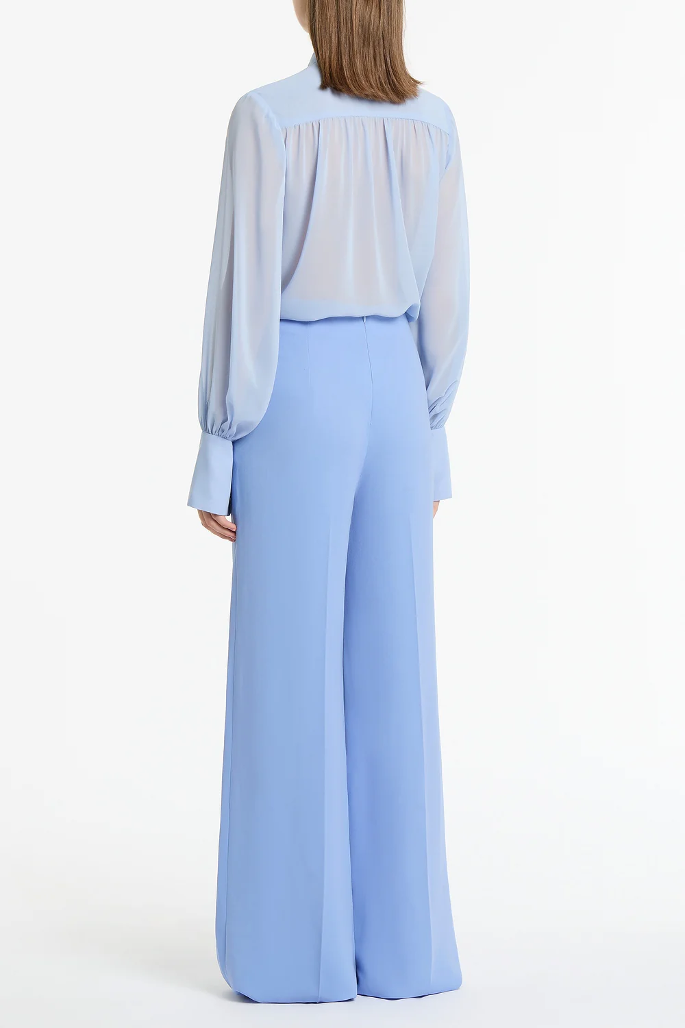 CORNFLOWER CREPE HIGH WAISTED WIDE LEG PANT - Image 3