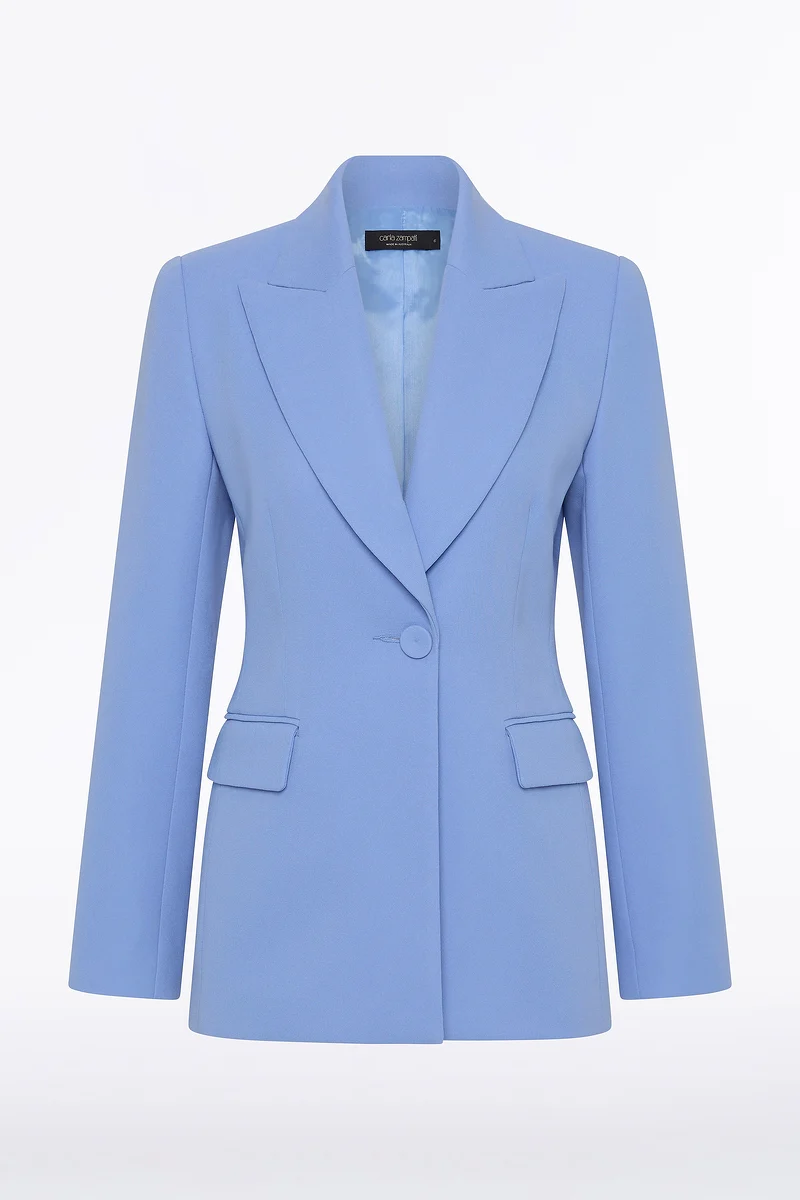 CORNFLOWER CREPE LONG LINE JACKET - Image 5