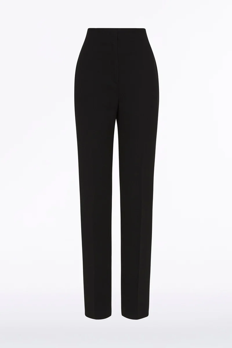 BLACK CREPE SLIM FLY-FRONT PANT - Image 4