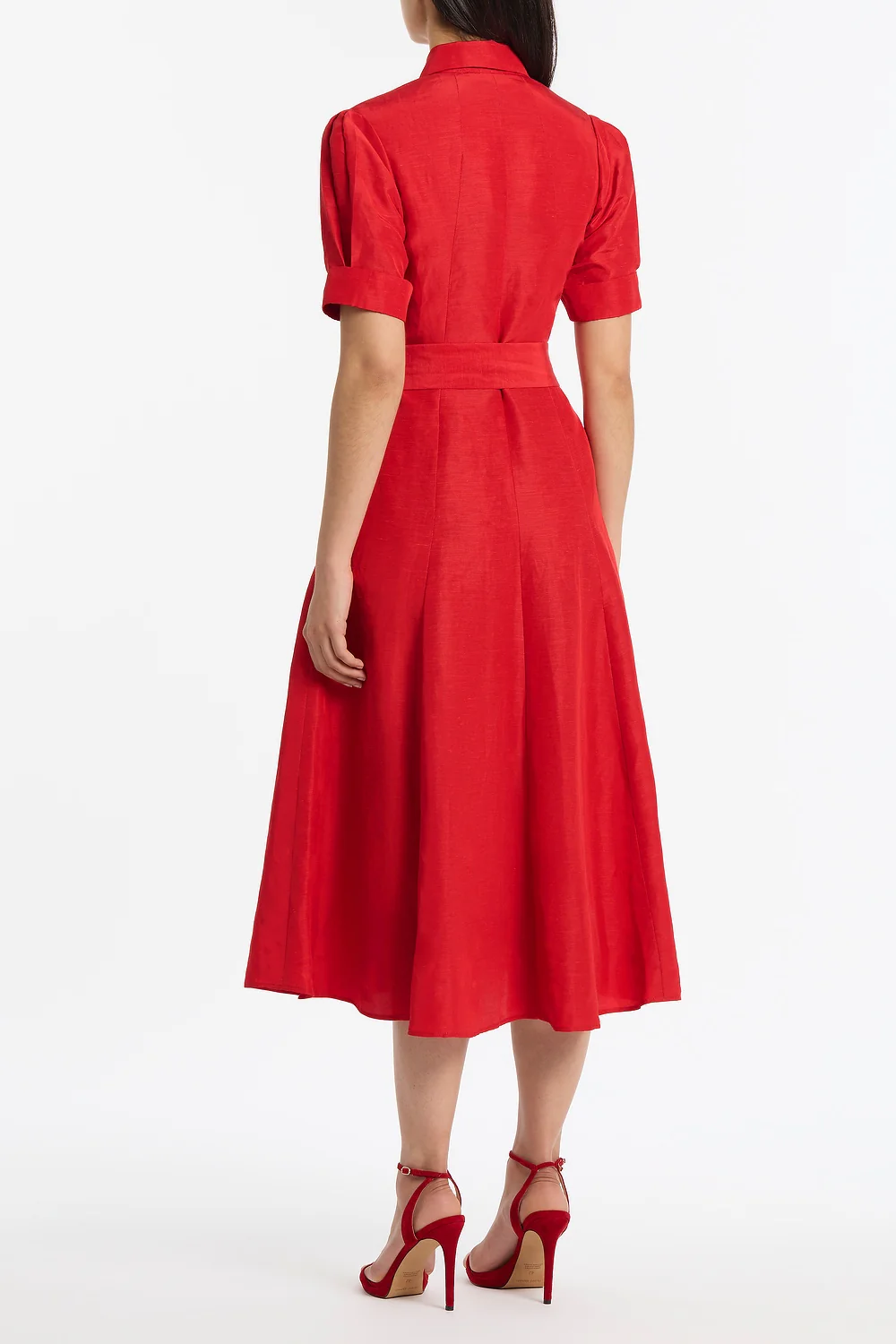 CRIMSON LINEN BLEND SHIRT DRESS - Image 3