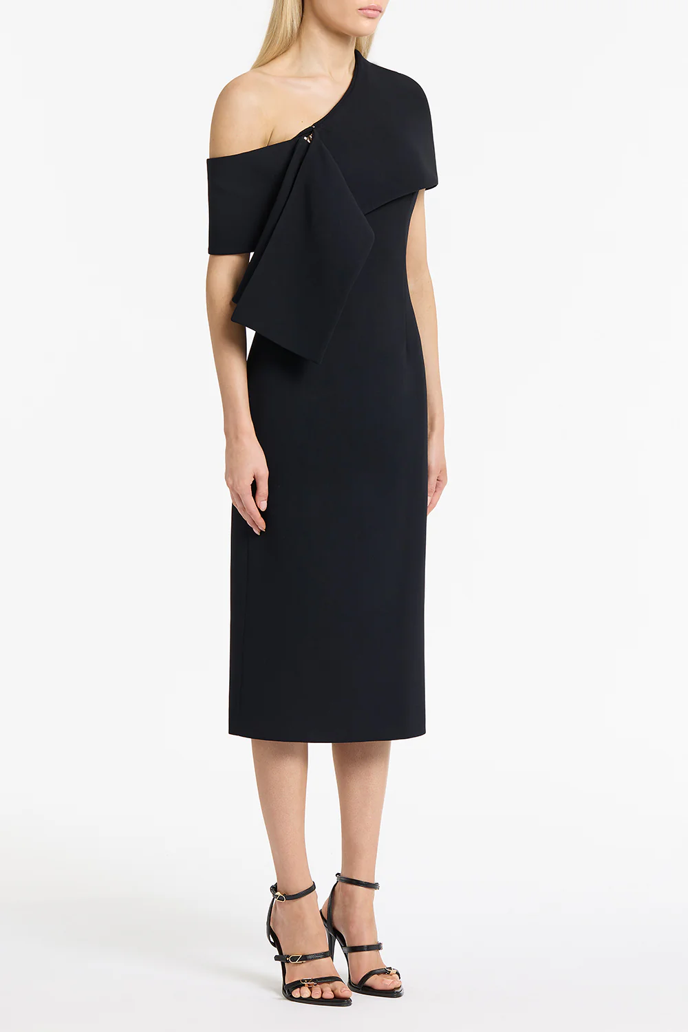 INK CREPE FASCIA ASYMMETRICAL DRESS - Image 3