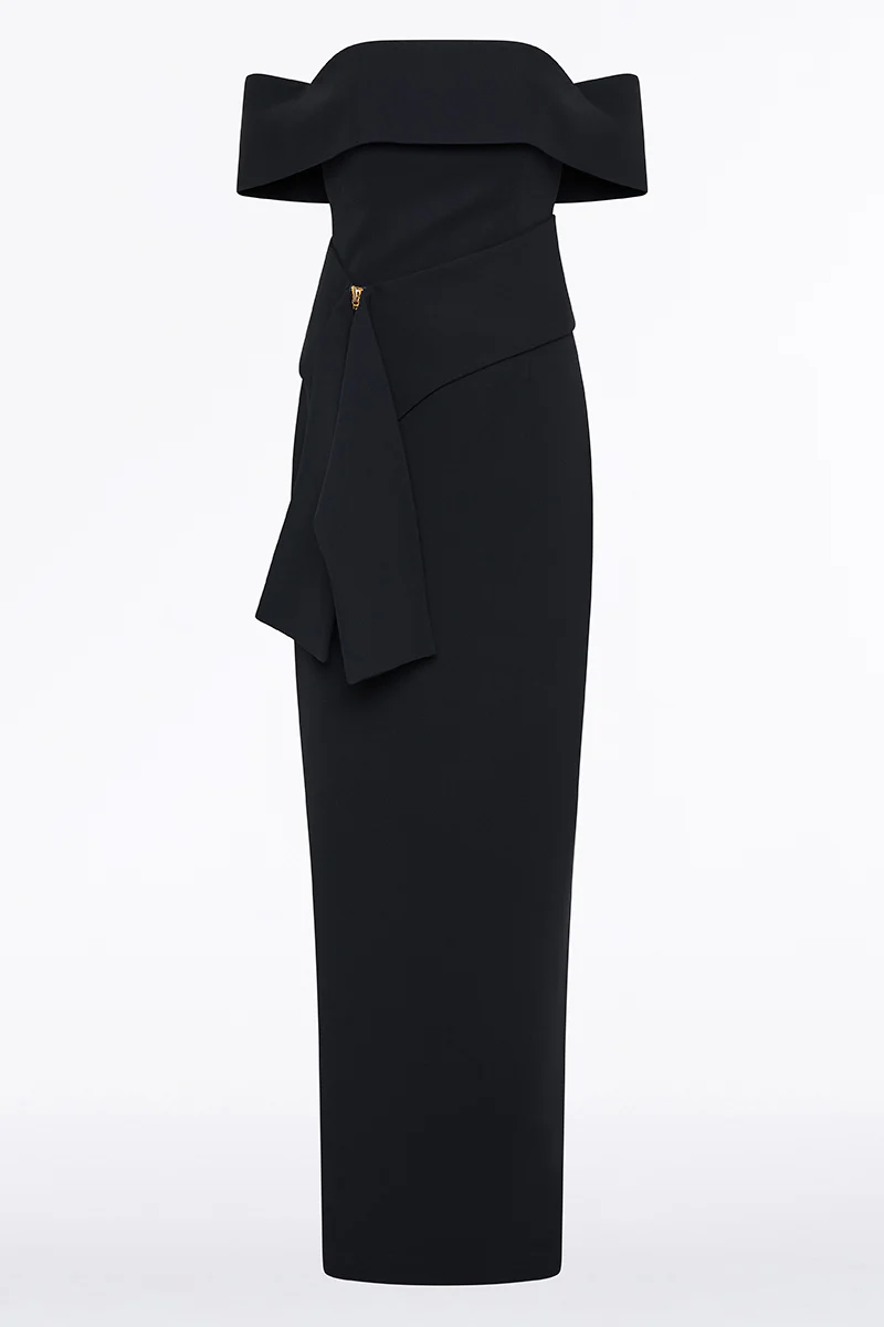 INK CREPE LA BANDA OFF SHOULDER GOWN - Image 4