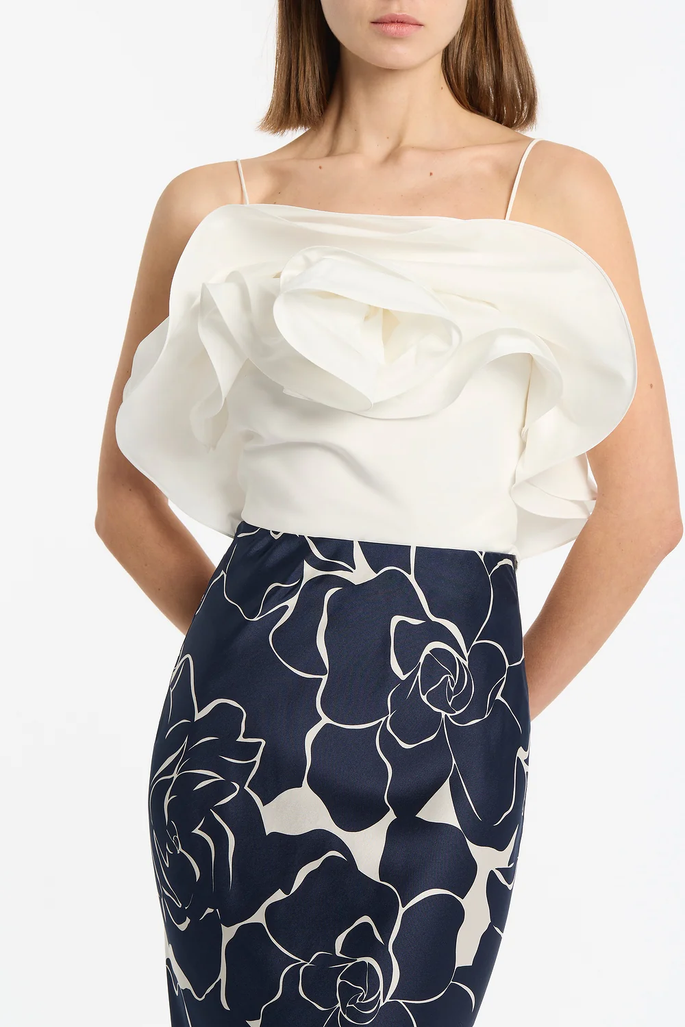 IVORY COTTON TAFFETA FLOWER TOP - Image 5