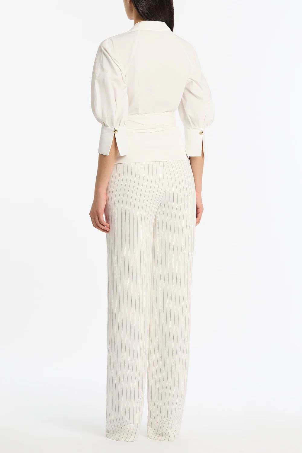 IVORY COTTON TAFFETA WRAP TOP - Image 3