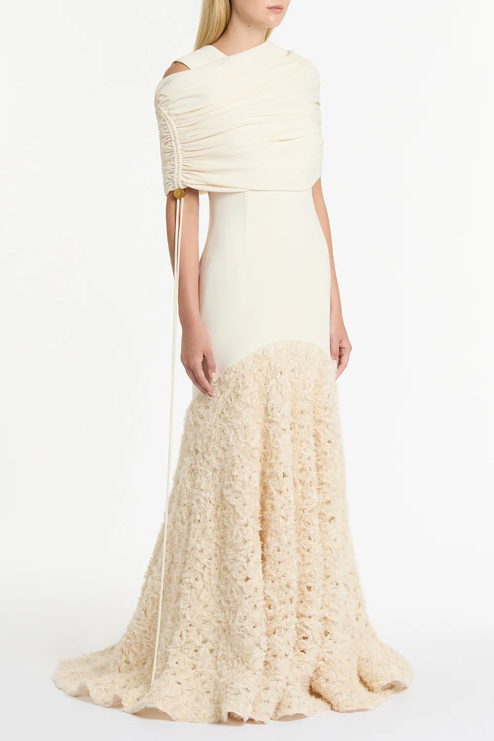 IVORY CREPE COULISSE SHRUG - Image 3