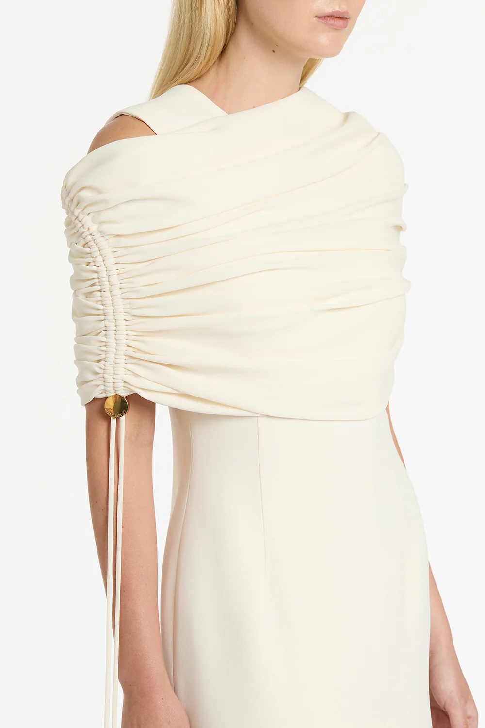 IVORY CREPE COULISSE SHRUG - Image 4