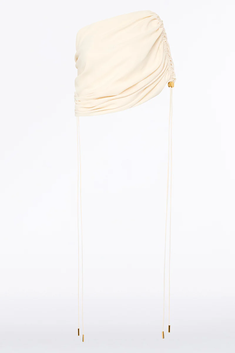 IVORY CREPE COULISSE SHRUG - Image 5