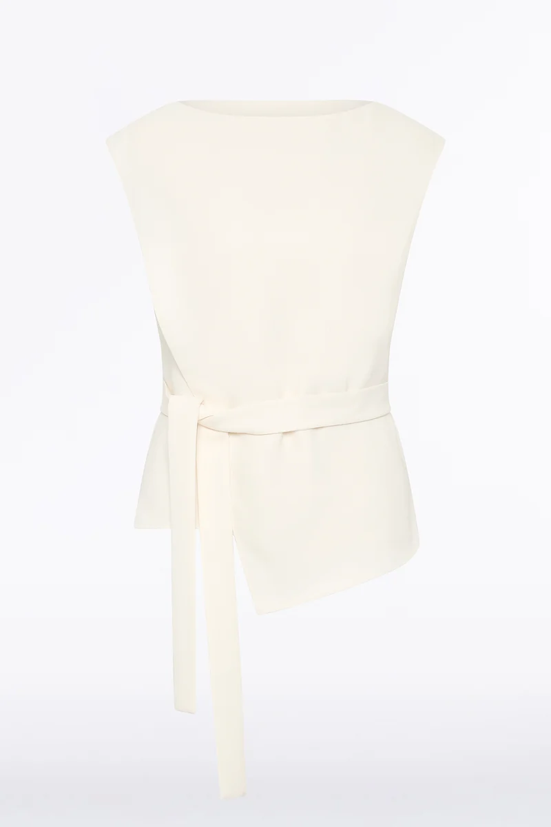IVORY CREPE DRAPED TOP - Image 4