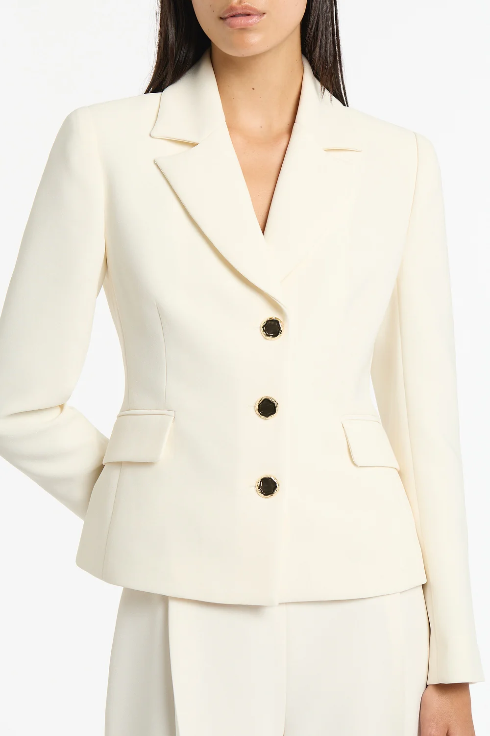 IVORY CREPE FITTED WAIST JACKET - Image 4