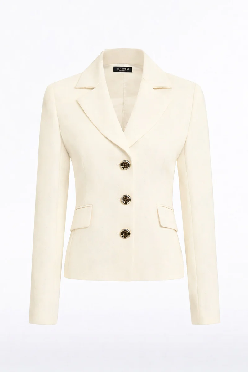 IVORY CREPE FITTED WAIST JACKET - Image 5