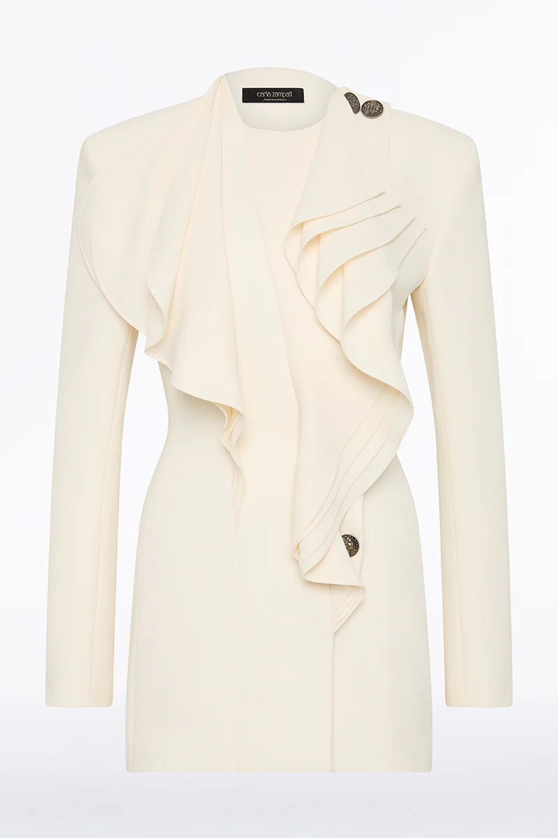IVORY CREPE FLOUNCE BLAZER - Image 5
