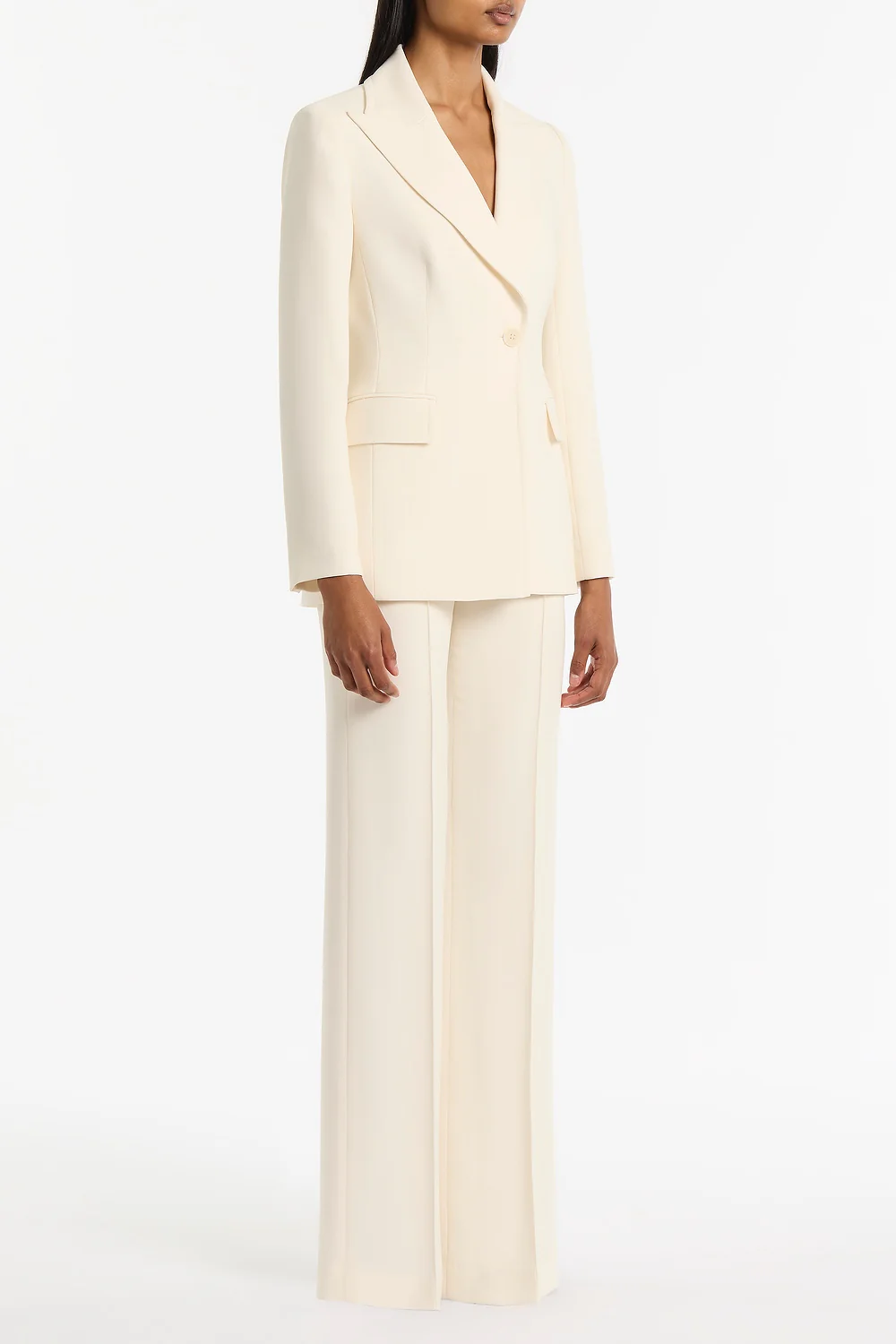 IVORY CREPE LONG LINE JACKET - Image 3